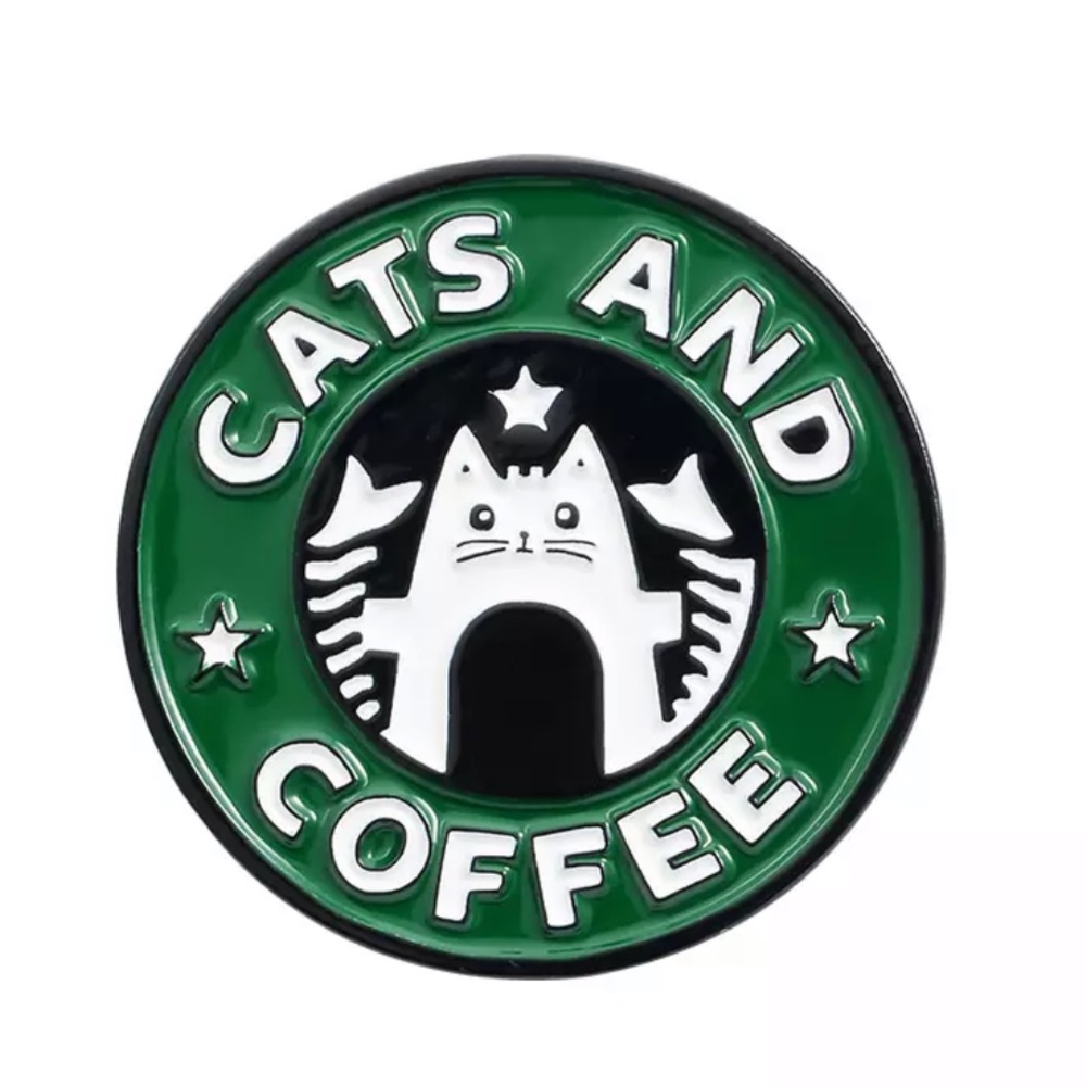 Starbucks Cat Enamel Pin Funny Iconic Coffee Logo Caffeine Kitty Brooch